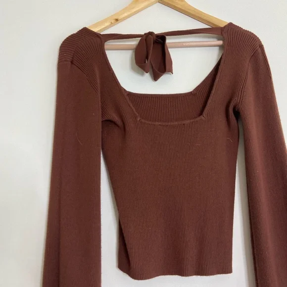 BNWOT Lulus chocolate brown ribbed top - Picture 4 of 4
